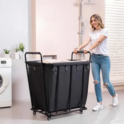 VEVOR Wäschewagen Wäschesammler 300 L mit 117,9 Tragkraft & Schwenkrädern & wasserfestem Wäschesack, Wäschesortierwagen rollbar für Wäsche Einkaufen Gepäck, Wäschesortierer Wäschekorb – Bild 7