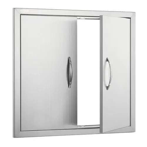 VEVOR Grill-Zugangstür, 660 x 609 mm, Doppelte Außenküchentür, Flächenbündig Montierte Edelstahltür, Vertikale Wandtür mit Griffen, für Grillinsel, Grillstation, Außenschrank – Bild 8
