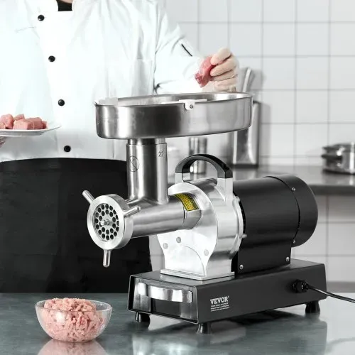 VEVOR kommerzieller elektrischer Fleischwolf Wurstmaschine 6,35 kg/Min. 750 W, industrieller Fleischwolf mit Klinge & Mahlplatte, multifunktionaler Fleischwolf aus Edelstahl für Küche & Restaurant – Bild 7