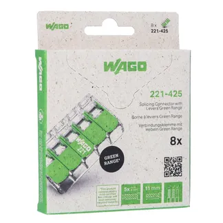 Wago Serie 221 – 5*4mm (8 Stück Retail) Green Range Wago Serie 221 – 5*4mm (8 Stück Retail) Green Range