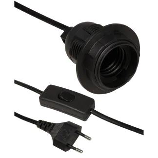 Euro-Netzkabel McPower mit Schnurschalter und E27 Fassung, 3,5m, schwarz, Kupfer Euro-Netzkabel McPower mit Schnurschalter und E27 Fassung, 3,5m, schwarz, Kupfer