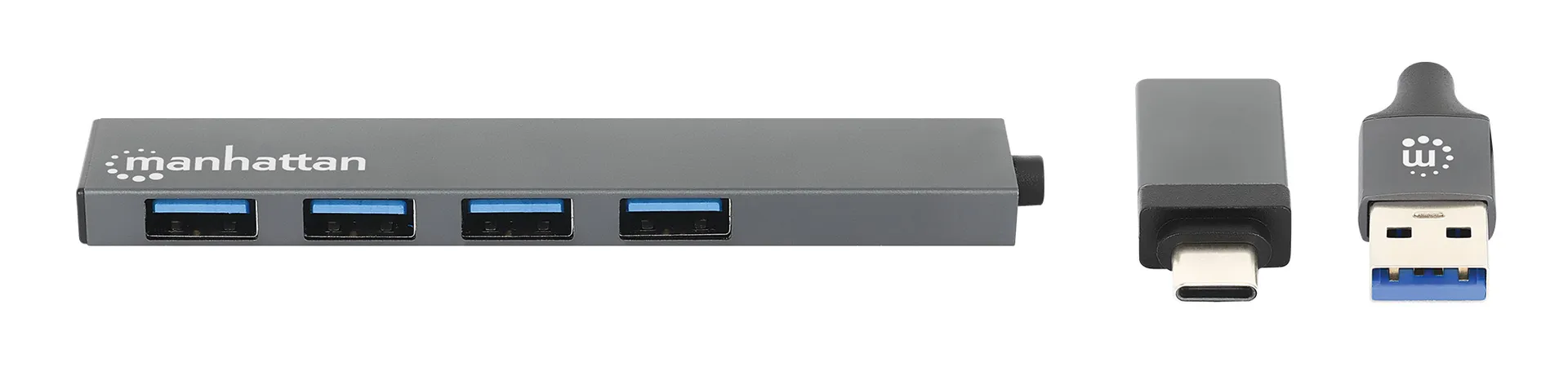 Manhattan 181006 Schnittstellen-Hub USB 3.2 Gen 1 (3.1 Gen 1) Type-A 5000 Mbit/s Grau – Bild 3