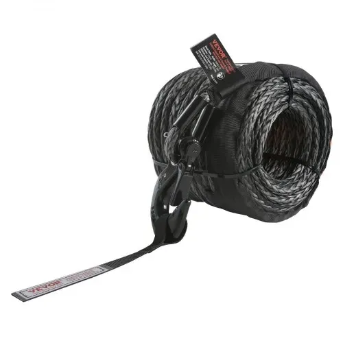 VEVOR synthetisches Windenseil, 3/8 Zoll x 25,91 m, 12,02 t synthetisches Windenleinen-Kabelseil mit Schutzhülle + geschmiedetem Windenhaken + Zugband, universell passend für SUV, großes Geländefahr – Bild 8