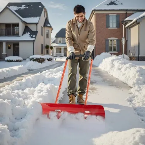 VEVOR Schneeschaufel auf Rädern, 955 mm Schneeschieber mit bidirektionaler Klinge, 90° verstellbarer Griff, Schneeräumer aus Kunststoff, Schneepflug, Schneeschippe zum Reinigen der Einfahrt – Bild 7