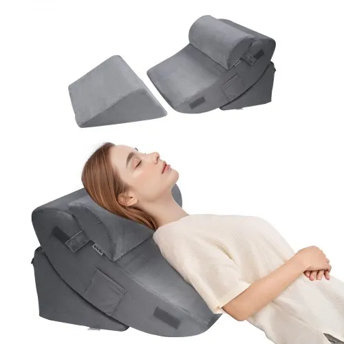 VEVOR Orthopädisches Bett Keilkissen, 4-teilig, Unterstützung für Bein, Nacken & Schulter, gegen Rückenschmerzen, Sodbrennen, Schnarchlinderung, Aufrichten im Bett, Dunkelgrau VEVOR Orthopädisches Bett Keilkissen, 4-teilig, Unterstützung für Bein, Nacken & Schulter, gegen Rückenschmerzen, Sodbrennen, Schnarchlinderung, Aufrichten im Bett, Dunkelgrau