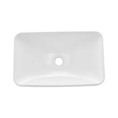 VEVOR Halbeinbauwaschbecken Handwaschbecken 490 x 305 mm rechteckiges Aufsatzwaschbecken mit 45 mm Abflussloch, modernes Einbauwaschbecken für kleine Räume Küchen Badezimmer Weiß – Bild 8