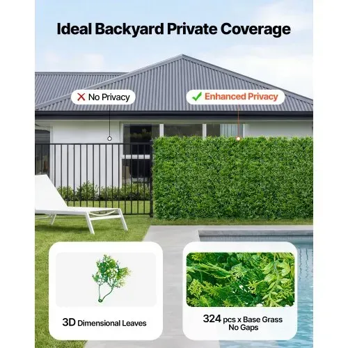 VEVOR Künstliche Hecke 50x50 cm 12-tlg. Set, Pflanzenwand, PE-Sichtschutz, Sichtschutzzaun, Windschutz, Heckenzaun, Kunstpflanzen Balkonverkleidung für Hochzeiten, Außengärten, Hinterhöfe – Bild 2