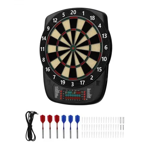 VEVOR Elektronische Dartscheibe, 342,9 mm E-Dartboard mit 43 Spielen & über 200 Variationen für bis zu 8 Spieler, 6 Dartschäfte mit Flights & 50 Ersatz-Pfeilspitzen, Farb-LCD-Punkteanzeige – Bild 8