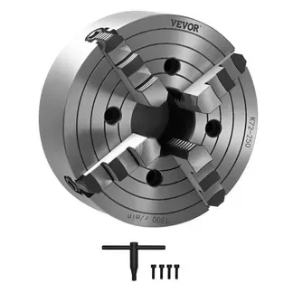 VEVOR 4-Backen-Drehfutter, 250 mm, Spannfutter, 15-250 mm Spannbereich mit T-Schlüssel-Befestigungsschrauben, umkehrbare Backen, HT300-Material, für Holz-Metall-Drehmaschine VEVOR 4-Backen-Drehfutter, 250 mm, Spannfutter, 15-250 mm Spannbereich mit T-Schlüssel-Befestigungsschrauben, umkehrbare Backen, HT300-Material, für Holz-Metall-Drehmaschine