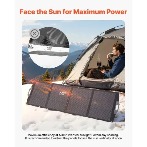 VEVOR 200W Faltbares Solarpanel, Tragbares Solarmodul mit 24% Effizienz IP67 Wasserschutz Monokristalline Solarzellen, Mobiles Solarladegerät mit USB-A Typ-C & DC Anschluss für Camping Outdoor Notfall – Bild 7