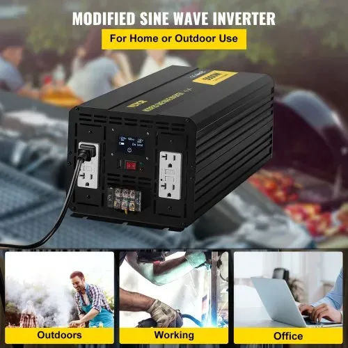 VEVOR Wechselrichter, 5000 W modifizierter Sinus-Wechselrichter, 12 V DC auf 110 V AC Fahrzeugadapter, mit LCD, Fernbedienung, LED-Licht & GFCI-Steckdosen für RV, LKWs, Boote & Outdoor-Adv VEVOR Wechselrichter, 5000 W modifizierter Sinus-Wechselrichter, 12 V DC auf 110 V AC Fahrzeugadapter, mit LCD, Fernbedienung, LED-Licht & GFCI-Steckdosen für RV, LKWs, Boote & Outdoor-Adv