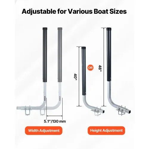 VEVOR Bootsanhängerführungen 1016 mm / 1219 mm Höhe, 0-13 cm Einstellbare Bereite, Anhängerführung aus Hochfestem Stahl mit PVC-Rohren, Passend für Skiboote Fischerboote Kleine Segelboote – Bild 2