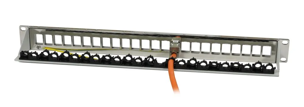 Keystone, Modulträger, 19"Patchpanel für 24xTP-Modul, 1HE(t 94mm), Lichtgrau, V4 mit Kabelklemme, Synergy 21, – Bild 2