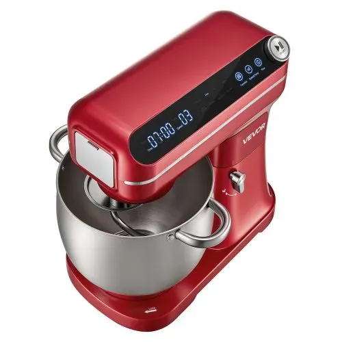 VEVOR Multifunktionale Küchenmaschine mit Kippkopf 7 L 2 in 1 1000 W Rot, Rührmaschine für Teig Sahne Rührteig und Fleisch, Knetmaschine mit Rührschüssel Knethaken Rührbesen und Schneebesen – Bild 9