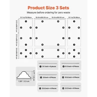 VEVOR Wandform-Set, 3er-Pack, 78,99/80,01/60,96/90,93cm Stuckleisten aus Lackierbarem Polystyrol, Wandleiste, Zierleiste für Wände, Friesleisten für Wohnzimmer, Schlafzimmer, Zuhause, Weiß VEVOR Wandform-Set, 3er-Pack, 78,99/80,01/60,96/90,93cm Stuckleisten aus Lackierbarem Polystyrol, Wandleiste, Zierleiste für Wände, Friesleisten für Wohnzimmer, Schlafzimmer, Zuhause, Weiß