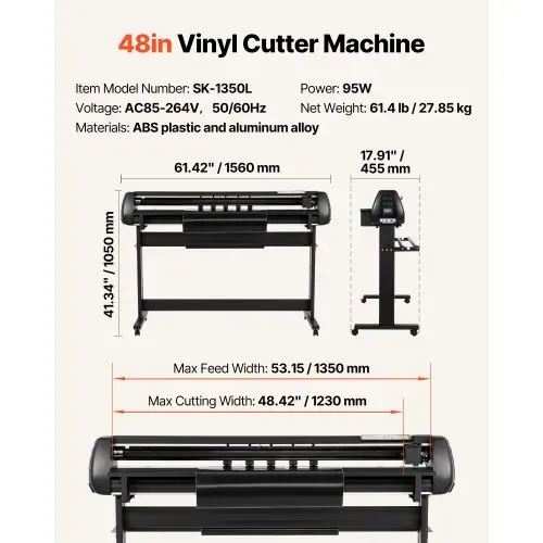 VEVOR Vinylschneidemaschine mit 135 cm max. Zufuhrbreite & Doppelklingen & LED-Anzeige, Plottermaschine Vinyl-Schneideplotter-Set mit Signmaster-Software, kompatibel mit Windows und macOS – Bild 6