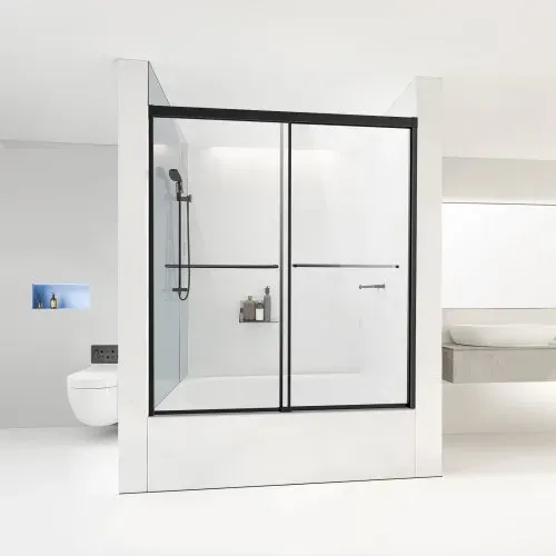VEVOR Badewannen Duschtür (1422-1524 x 1524 mm / B x H) halbrahmenlose Schiebetür für die Badewanne, halbrahmenlose Bypass-Wannentür mit 1/4 Zoll bruchsicherem gehärtetem Glas und Edelstahlgriff – Bild 7