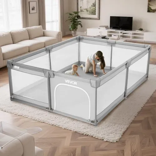 VEVOR Baby-Laufstall, 2000x1785 mm, Spielstall für Kleinkinder, Spielplatz für drinnen & draußen, Sicherheits-Aktivitätszentrum mit 50 Ozeanbällen, Tür mit Reißverschluss & atmungsaktivem Netz – Bild 7