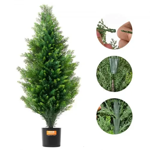 VEVOR Künstlicher Formschnittbaum aus Zeder, 91,4 cm hoch (2 Stück), mit zusätzlichen Blättern und Topf, künstliche immergrüne Kiefern-Zypressenpflanze, UV-geschütztes künstliches Grünset – Bild 10