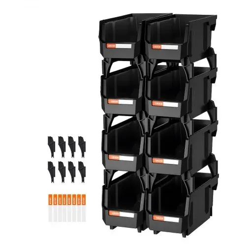 VEVOR Stapelboxen, 276x140x130 mm (8er-Pack), Sichtlagerboxen, Lagerboxen, Sichtlagerkasten zum Organisieren & Aufbewahren von Kleinteilen, Bürobedarf & anderem Zubehör, Schwarz VEVOR Stapelboxen, 276x140x130 mm (8er-Pack), Sichtlagerboxen, Lagerboxen, Sichtlagerkasten zum Organisieren & Aufbewahren von Kleinteilen, Bürobedarf & anderem Zubehör, Schwarz