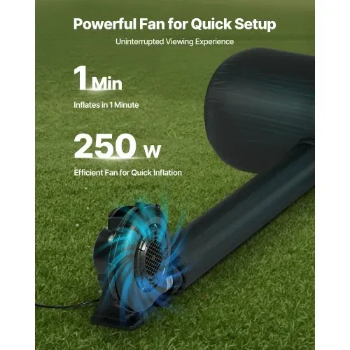 VEVOR aufblasbare Filmleinwand Projektion Beamer Leinwand aus 600D, Projektionsleinwand mit tragbarer Aufbewahrungstasche, 16:9, Filmprojektion für Heimkino Mottoparty Poolspaß ( 378 x 130 x 317 cm) – Bild 2
