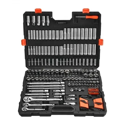 VEVOR Steckschlüsselsatz 225-tlg. 9,53/6,4/12,7 mm Antriebssteckschlüsselsatz Ratschensatz, SAE und metrisch, tief und flach, mit Bits Zubehör Tragkoffer, CR-V-Legierungsstahl, für Reparatur – Bild 10