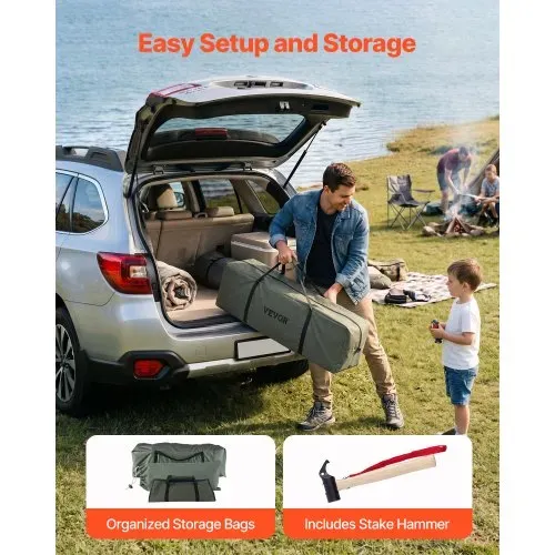 VEVOR Canvas-Glockenzelt, 4 m Jurte, 4 Jahreszeiten, mit Ofenrohrdurchführung, bis zu 4 Personen, mit Abnehmbarem Boden (Reißverschluss), ideal für Familien-Camping & Outdoor-Aktivitäten, Grün – Bild 5