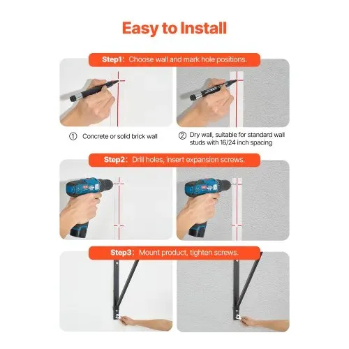 VEVOR Klimmzugstange Pull up Bar zur Wandmontage, einstellbare Tiefe 559 / 762 mm von der Wand, Oberkörper-Trainingsstangen aus Stahl, Klimmzug-Trainingsstation (200 kg belastbar), für Fitnessstudio – Bild 3