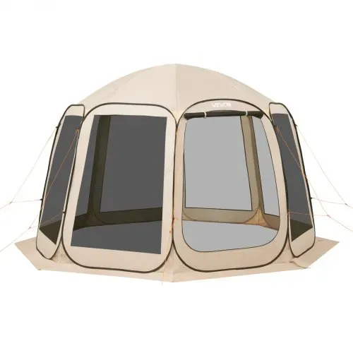VEVOR Pop-Up-Zelt, 365,76x335,28 cm, tragbares Campingzelt für 10–12 Personen, mit Netz, Tragetasche, Seitenwänden und Heringen, für Garten, Terrasse und Outdoor-Aktivitäten, Beige – Bild 8