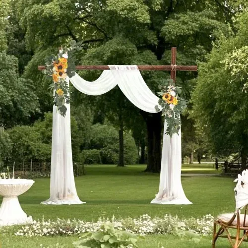 VEVOR Blumen für Hochzeit Bogen, gelbe Blumen für Traubogen mit Vorhängen (3er-Set) – 2 Blumenarrangements, 1 transparente Vorhänge, für Zeremoniensträuße, Empfangshintergrunddekoration – Bild 7