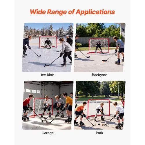 VEVOR Street-Hockey-Tor 142 x 113 cm für Street- und Rollerhockey-Training, Hockeynetz mit Metallrahmen, Feldhockey-Tor für Indoor und Outdoor, Tragbares Inlinehockey-Tor für Garten Garage – Bild 5