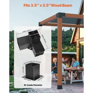 VEVOR Pfostenverbinder, Pfostennecke passend für 92 x 92 mm Pfosten, 4-teilige 3-Wege-Eckhalterungen mit Pfostenträger, Pergola-Halterungen Set, Ideal für Pavillons, Terrassenpergolen VEVOR Pfostenverbinder, Pfostennecke passend für 92 x 92 mm Pfosten, 4-teilige 3-Wege-Eckhalterungen mit Pfostenträger, Pergola-Halterungen Set, Ideal für Pavillons, Terrassenpergolen
