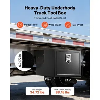 VEVOR Lkw Unterbaubox 609 x 457 x 457 mm Unterflur Staukasten Kaltgewalzter Stahl Wasserdichter Werkzeugkasten mit T-Griff Schloss für Lkw Anhänger Transporter Werkzeugkiste Unterflurkasten Schwarz VEVOR Lkw Unterbaubox 609 x 457 x 457 mm Unterflur Staukasten Kaltgewalzter Stahl Wasserdichter Werkzeugkasten mit T-Griff Schloss für Lkw Anhänger Transporter Werkzeugkiste Unterflurkasten Schwarz