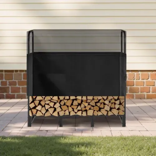 VEVOR Metall Kaminholzregal, 122x32x118 cm Brennholzregal, Kaminholzunterstand aus Vierkantrohr, max. Tragkraft 181 kg, Feuerholzregal, Kaminholzlager, Stapelhilfe für Veranden, Terrassen, Gärten – Bild 7