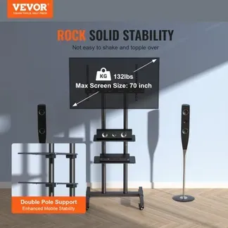 VEVOR Mobiler TV-Ständer Mobiler TV-Wagen mit Rollen und einem Tablett VEVOR Mobiler TV-Ständer Mobiler TV-Wagen mit Rollen und einem Tablett