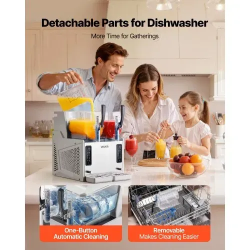 VEVOR Slush Maschine 2 x 3 L, Slusheis Eisbereiter 450 W (kein Eis nötig), Elektrische Margarita-Maschine mit Selbstreinigungsfunktion, Geeignet für Frozen Margaritas Frappés Milchshakes Shakes – Bild 4