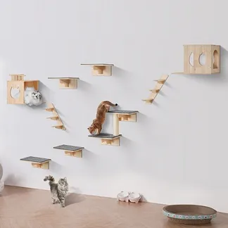VEVOR Katzenregale zur Wandmontage, Katzenwandregale und Sitzstangen mit Sprungbrettern, Katzenbetten, Hängematten und Katzenbaum, Katzenmöbel und Regale bis zu 18 kg zum Schlafen, Spielen, Klettern, 9er-Set VEVOR Katzenregale zur Wandmontage, Katzenwandregale und Sitzstangen mit Sprungbrettern, Katzenbetten, Hängematten und Katzenbaum, Katzenmöbel und Regale bis zu 18 kg zum Schlafen, Spielen, Klettern, 9er-Set
