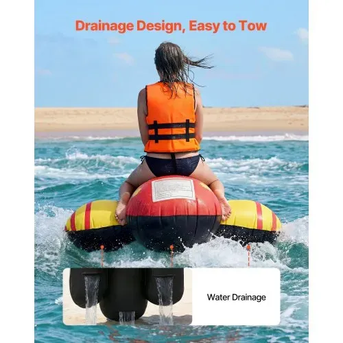 VEVOR Towable Funtube für 5 Personen, Aufblasbares Wasser Tube bis 385 kg Belastung, 5-Sitzer Schlauchboot mit Robustem Nylon-Überzug, Gepolsterten Haltegriffen & Sicherheitsventil, Wassersport-Spaß – Bild 5