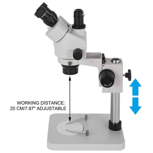 VEVOR 3.5X-90X Simul Focal digital Zoom Stereo Microscope Al-Zn-Legierung 360 Grad Drehbar Trinokulares Stereomikroskop Labor MikroskopKameraverbindung unterstützen justierbar Säulenständer Zubehör – Bild 5