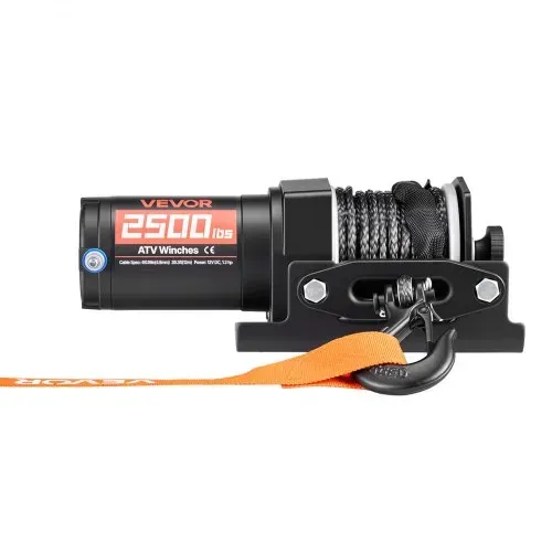 VEVOR Elektrische Seilwinde 1134 kg, 12 V DC Motorwinde mit 4,8 mm x 12 m Synthetikseil & Kabelgebundener Fernbedienung, IP55, Aluminiumgehäuse, Elektrowinde zum Abschleppen von ATVs, Schwarz – Bild 8