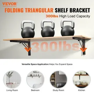VEVOR Regalhalterung faltbar, 613 x 254 x 48 mm, 2 Stück, robuste schwebende Regalhalter, Halterungen für Regale, 5 mm dicke mattschwarze L-Regalhalterung, Regalträger aus Stahl mit 136,1 kg Tragkraft VEVOR Regalhalterung faltbar, 613 x 254 x 48 mm, 2 Stück, robuste schwebende Regalhalter, Halterungen für Regale, 5 mm dicke mattschwarze L-Regalhalterung, Regalträger aus Stahl mit 136,1 kg Tragkraft