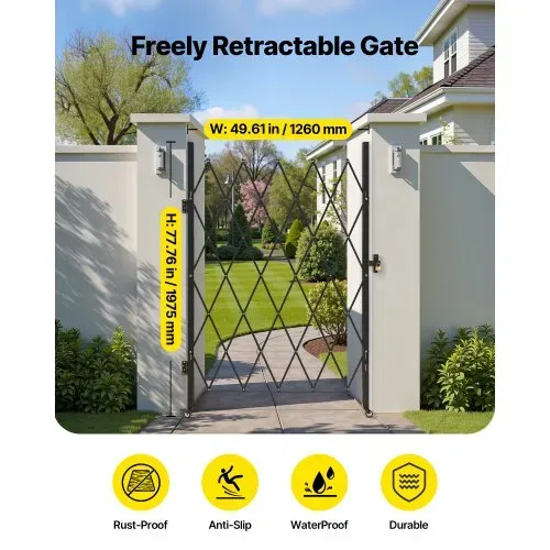 VEVOR Sicherheitstor (Einzel) abschließbares klappbares Scherentor mit 360°-Lenkrollen, einziehbare Stahltore Outdoor, für Eingangssicherheit Garage Lager, Falttor 1260 x 1975 mm (B x H) Schwarz VEVOR Sicherheitstor (Einzel) abschließbares klappbares Scherentor mit 360°-Lenkrollen, einziehbare Stahltore Outdoor, für Eingangssicherheit Garage Lager, Falttor 1260 x 1975 mm (B x H) Schwarz
