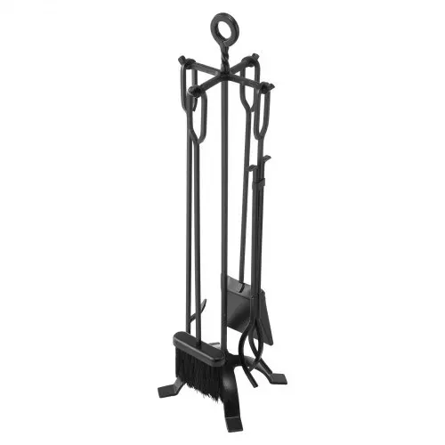 VEVOR Kaminbesteck-Set, 5-teiliges Ofenbesteck-Set, vierzackiger Ständer, Zange, Ascheschaufel, Bürste, Schürhaken, Kamingarnitur, Kaminzubehör aus Schmiedeeisen für Lagerfeur Kamin, Schwarz VEVOR Kaminbesteck-Set, 5-teiliges Ofenbesteck-Set, vierzackiger Ständer, Zange, Ascheschaufel, Bürste, Schürhaken, Kamingarnitur, Kaminzubehör aus Schmiedeeisen für Lagerfeur Kamin, Schwarz