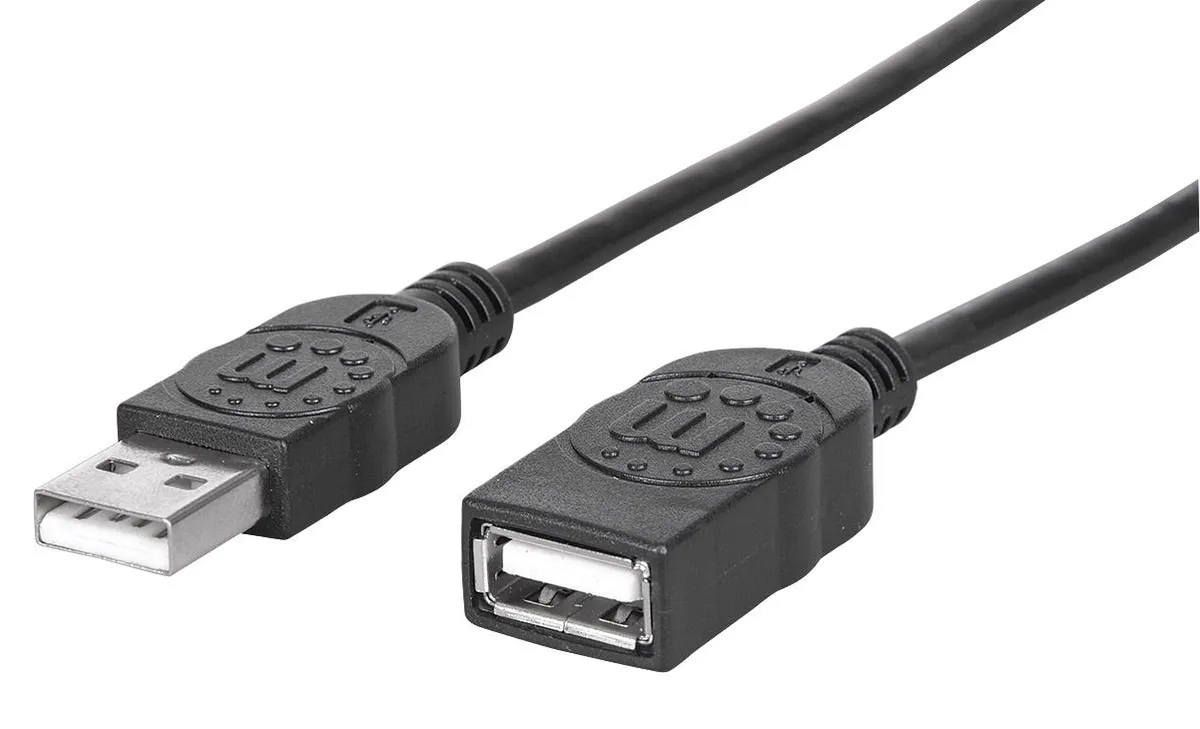 Manhattan Hi-Speed USB 2.0 Verlängerungskabel, USB 2.0, Typ A Stecker – Typ A Buchse, 480 Mbps, 1 m, Schwarz Manhattan Hi-Speed USB 2.0 Verlängerungskabel, USB 2.0, Typ A Stecker – Typ A Buchse, 480 Mbps, 1 m, Schwarz