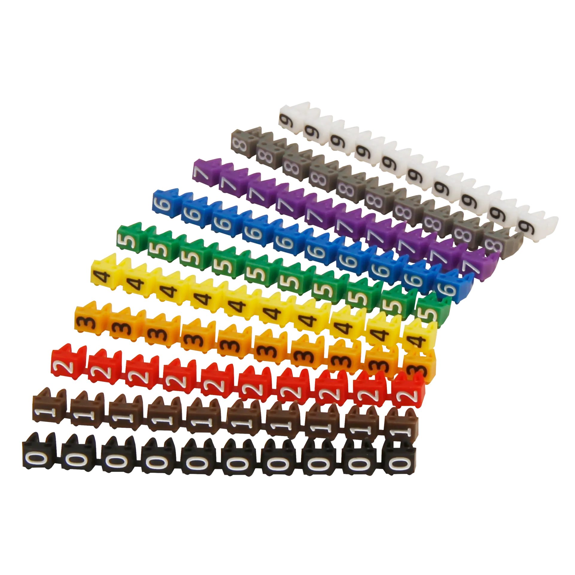Kabelmarker-Clips McPower, bedruckt mit Ziffern 0-9, Kabeldurchmesser bis 3mm, Kunststoff Kabelmarker-Clips McPower, bedruckt mit Ziffern 0-9, Kabeldurchmesser bis 3mm, Kunststoff
