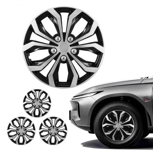 VEVOR 4x Universale Radkappen 16 Zoll, Radzierblenden Set aus ABS Kunststoff, Verstellbare Radblenden mit 10 Speichen & Snap-On-Montage Design, R16 Radabdeckungen für Deko & Daubschutz, Silber/Schwarz VEVOR 4x Universale Radkappen 16 Zoll, Radzierblenden Set aus ABS Kunststoff, Verstellbare Radblenden mit 10 Speichen & Snap-On-Montage Design, R16 Radabdeckungen für Deko & Daubschutz, Silber/Schwarz
