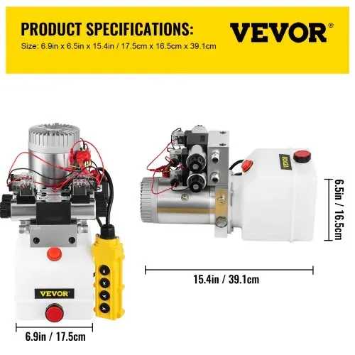 VEVOR 12V Hydraulische Pumpe mit Doppelwirkend Doppelmagnet, 4.5L Hydraulikaggregat, Kipperpumpe ZZ004234 Elektrische Hydraulikpumpe – Bild 6