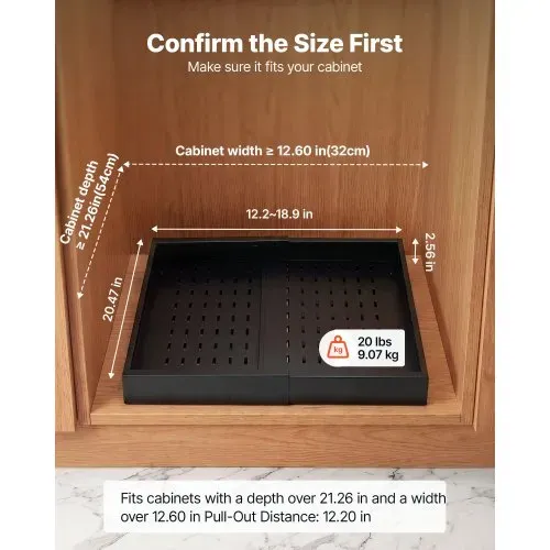 VEVOR 2 x Teleskopschubladen Ausziehbare Küchenschrank-Organizer 31-48 cm, 52 cm Tiefe Auszugsschubladen für Schränke, Erweiterbare Auszugsschubladen für Küchenschränke mit Nano-Klebestreifen, Schwarz VEVOR 2 x Teleskopschubladen Ausziehbare Küchenschrank-Organizer 31-48 cm, 52 cm Tiefe Auszugsschubladen für Schränke, Erweiterbare Auszugsschubladen für Küchenschränke mit Nano-Klebestreifen, Schwarz