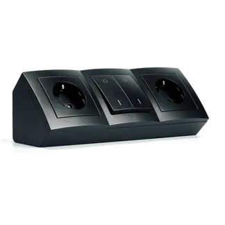 Steckdosenblock McPower “Flair“ Aufbau, matt schwarz, 2-fach + Schalter Steckdosenblock McPower “Flair“ Aufbau, matt schwarz, 2-fach + Schalter