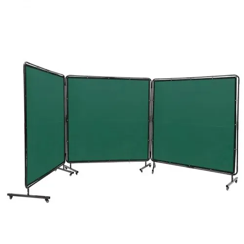 VEVOR 3-Panel-Schweißvorhang 1,8 x 1,8m Schweißschutzvorhang aus Flammhemmendem Vinyl Schweißschutzwand mit 6 Schwenkrädern und einem 6-stufigen UV-Schutz Schweißerdecke Schweißschutz Grün – Bild 9